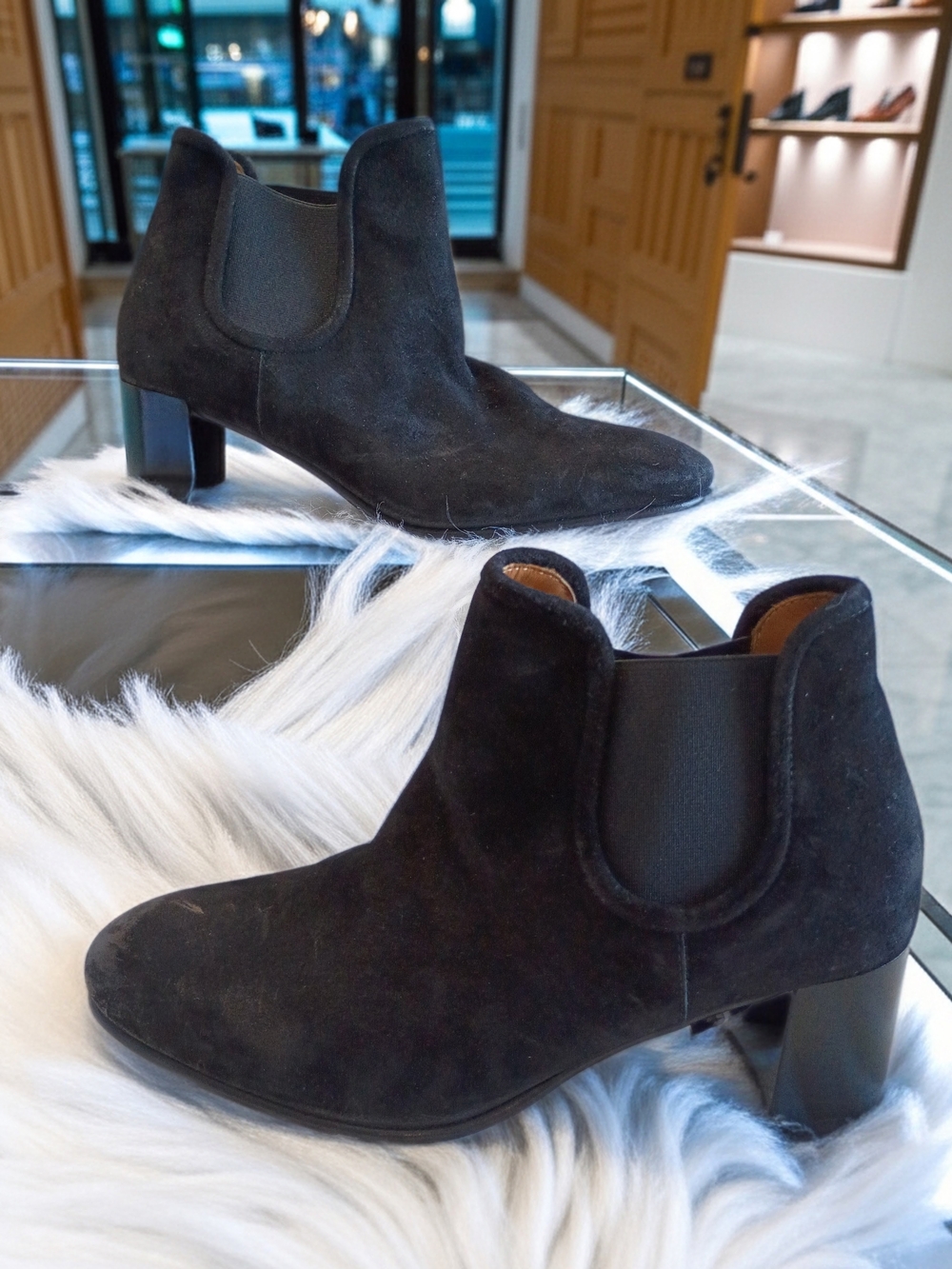 New Pedro Garcia Black Xiane Factory Distressed Suede Chelsea Ankle Boots